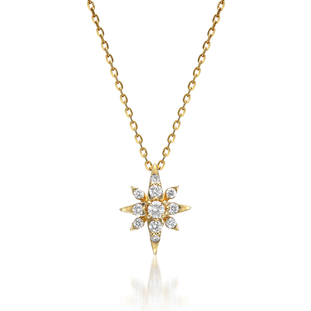 K18 ネックレス DIAMOND CROSSING STAR NECKLACE