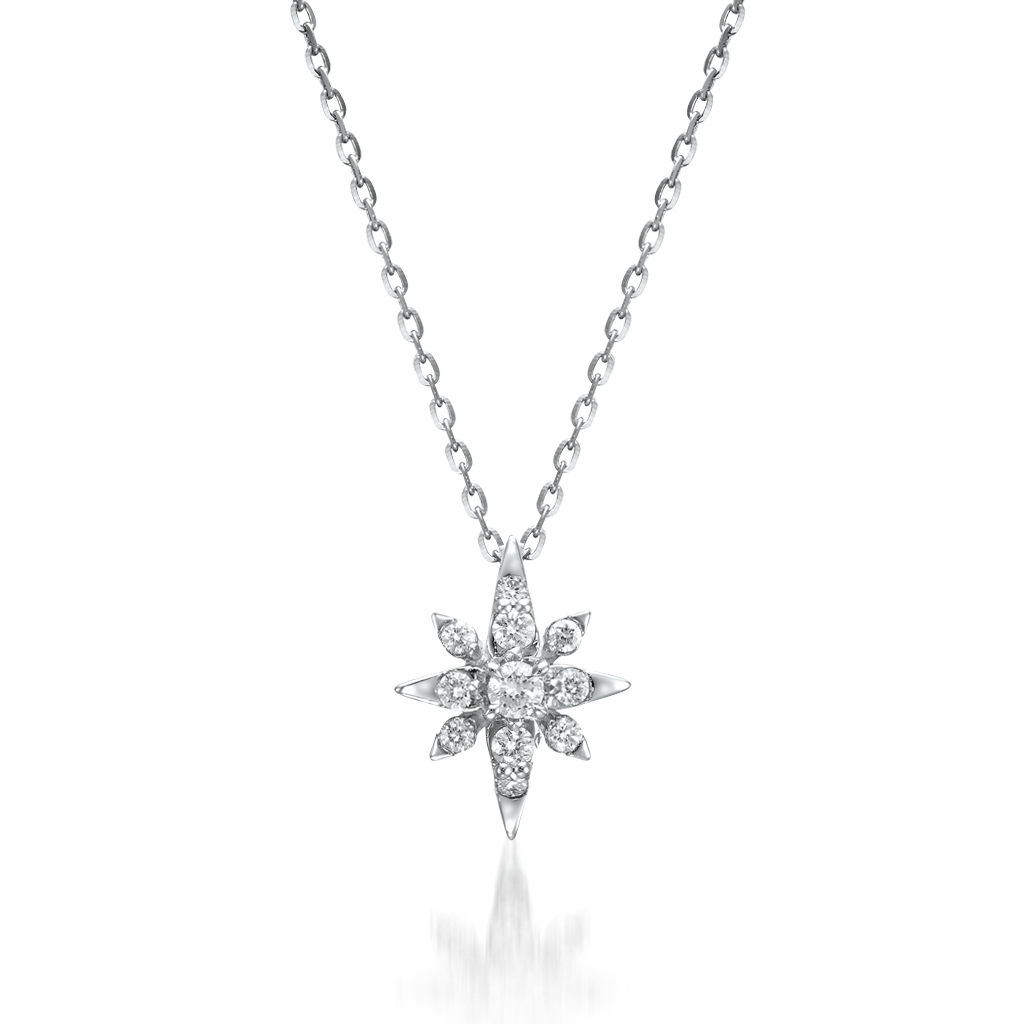 Pt950 ネックレス DIAMOND CROSSING STAR NECKLACE