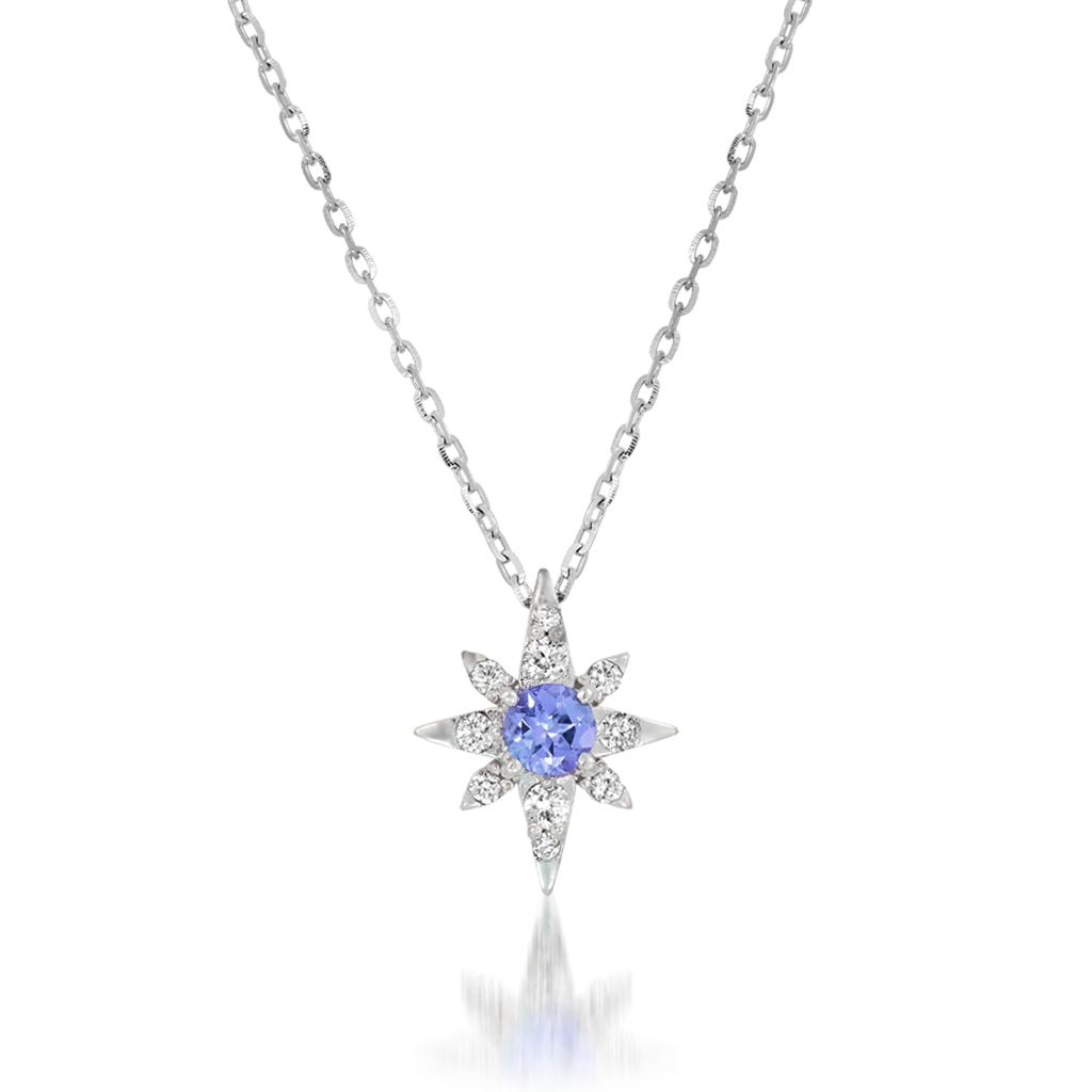 Pt950 ネックレス TANZANITE CROSSING STAR NECKLACE