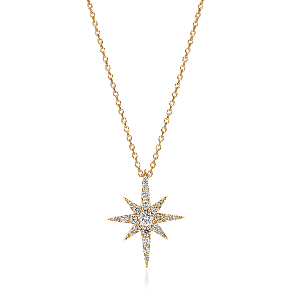 K18 ネックレス DIAMOND CROSSING STAR NECKLACE