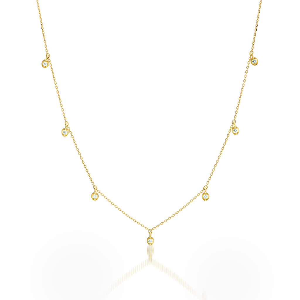 K18 ネックレスDIAMOND STATION NECKLACE