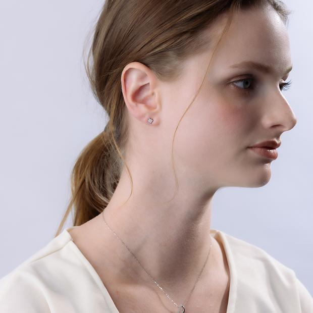 DIAMOND CROSSING STAR PIERCED EARRING(片耳用)(2XP0343)Pt950