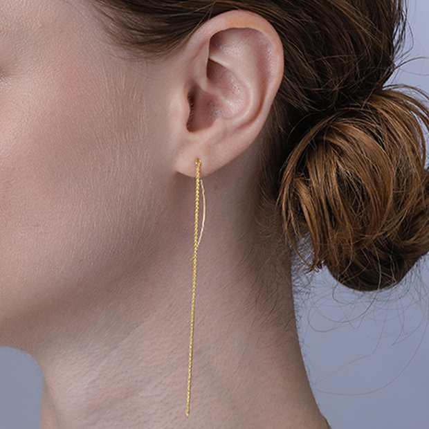 スタージュエリー ガール チェーンロングピアス　K10 LONG FRINGE CHAIN PIERCED EARRING(片耳用)(2JP0881)K10 ピアス