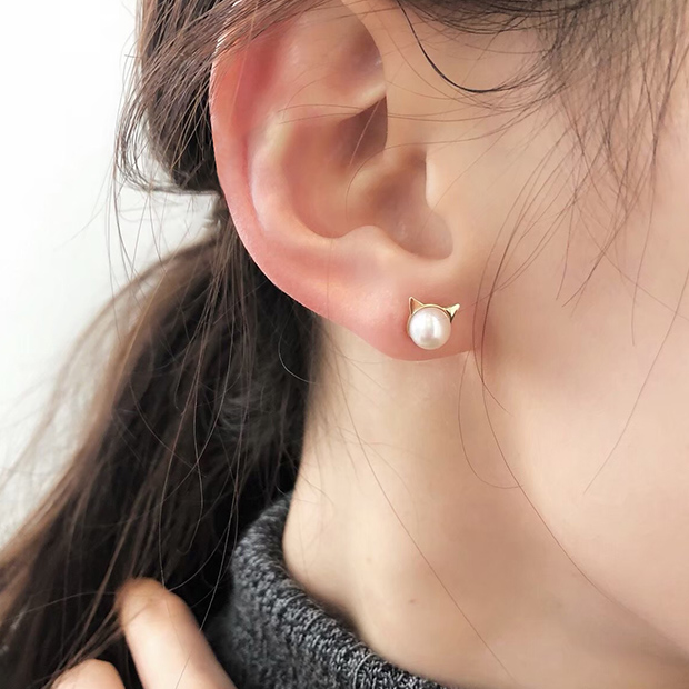 Star Jewelry Girl』の Pearl Cat K10ピアス。 - ピアス(両耳用)