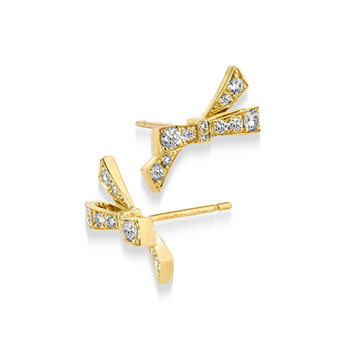 DIAMOND BOW PIERCED EARRINGS(1ZP0943)K18 ピアス｜スター
