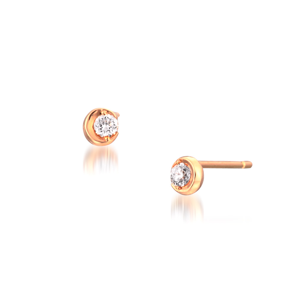 ピアスMOON SETTING DIAMOND PIERCED EARRINGS 0.08ct(2ZP1400