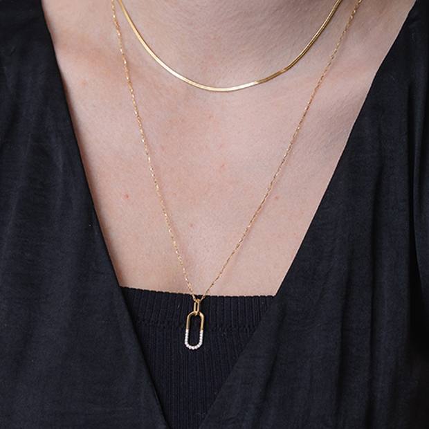 CONTRASTING LINKS NECKLACE(1ZN1163)K18 ネックレス｜スター