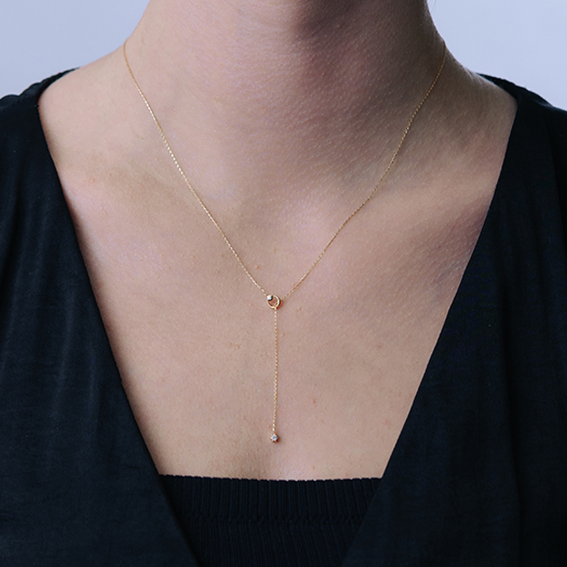 DIAMOND MOON LARIAT NECKLACE(2JN1030)K10 ネックレス｜スター
