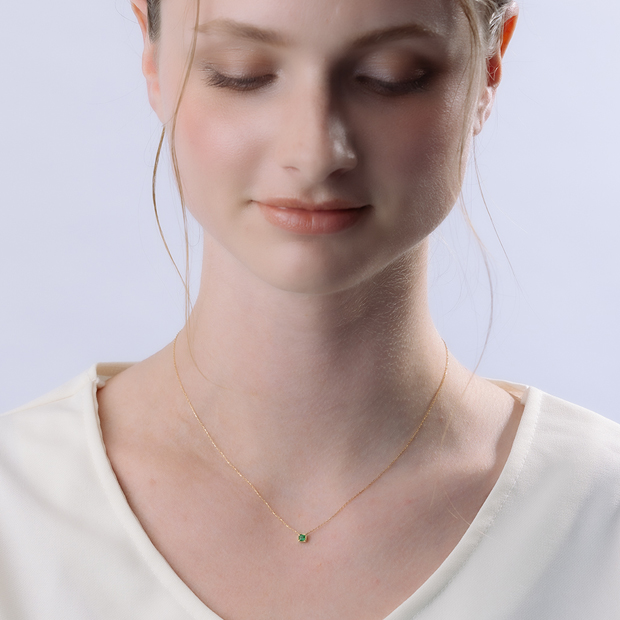 SQUARE EMERALD NECKLACE(2ZN2481)K18 ネックレス｜スター