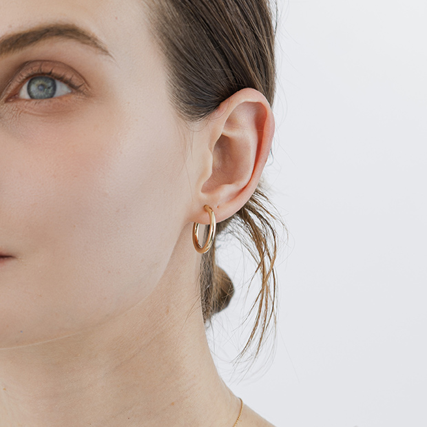HOOP PIERCED EARRING (2cm/片耳用)(2JP1120)K10 ピアス｜スター