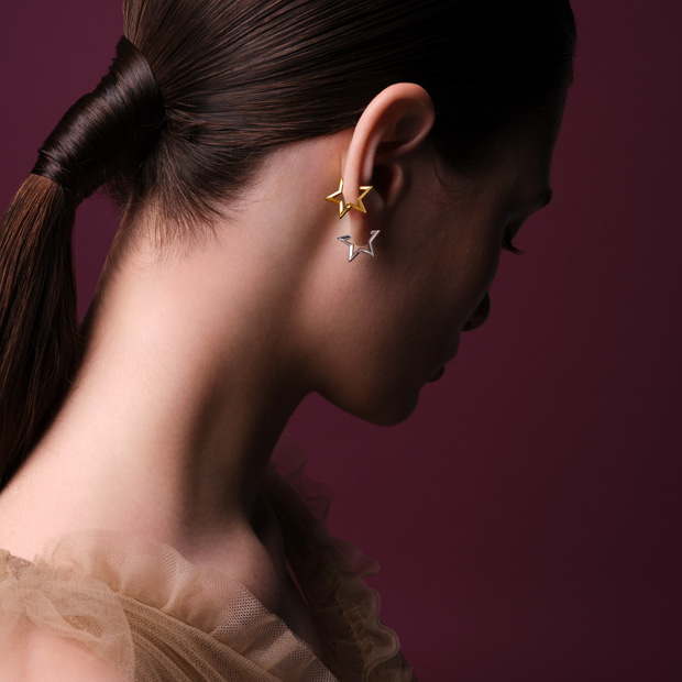 CHAIN PIERCED EARRING & EAR CUFF(片耳用)(2JP0926)K10 ピアス