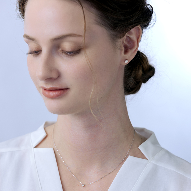 DIAMOND SUNBURST PIERCED EARRINGS(WG)(2JP1101)K10 ピアス｜スター