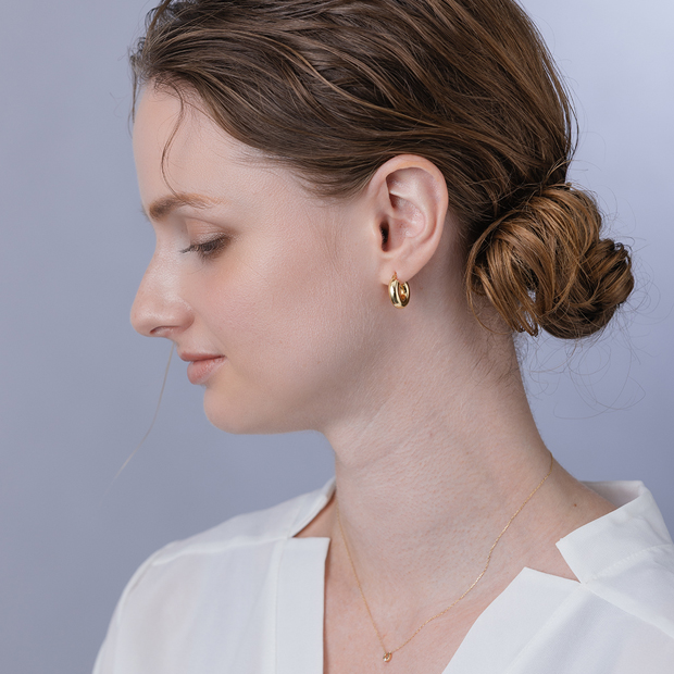 PUFFY HOOP PIERCED EARRING(1.6cm/片耳用)(2JP0989)K10 ピアス