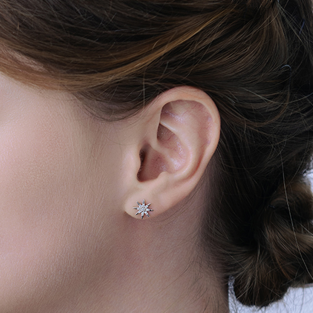 DIAMOND SUN PIERCED EARRING(片耳用/PT)(2XP0356)Pt950 ピアス