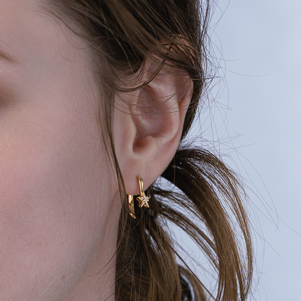 K18　三角 ピアス　ロングピアス　星ピアス STAR of STARS PIERCED EARRINGS(1ZP0938)K18 ピアス｜スター