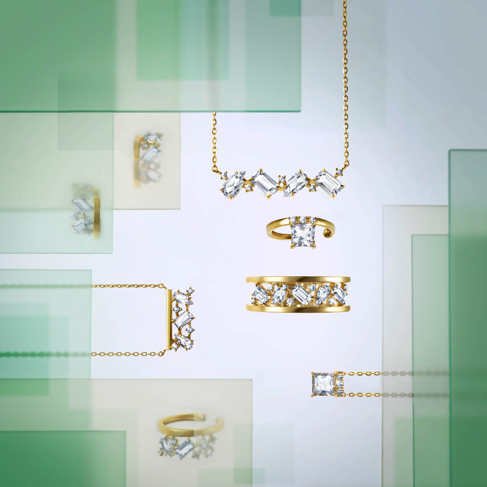 GLIMMER CLUSTER NECKLACE(2JN1178)K10 ネックレス｜スタージュエリー 