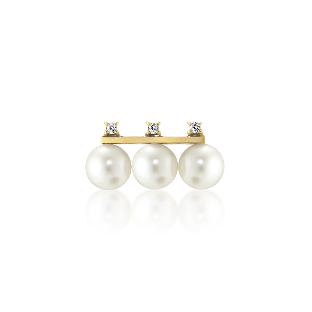 DIAMOND & PEARL BAR PIERCED EARRING(2JP7692)STAR JEWELRY GIRL