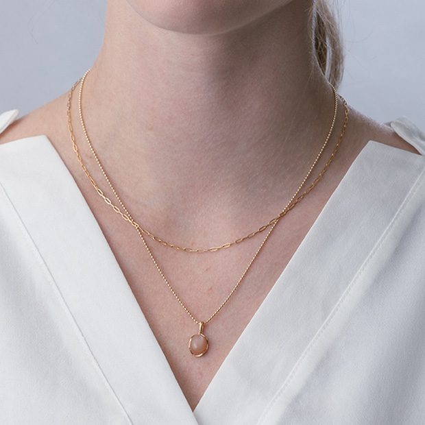 heart　秋色マルチストーン　ロング14kgfチャーム COLOR CALYX CHARM(オレンジムーンストーン)(2JC0129)K10