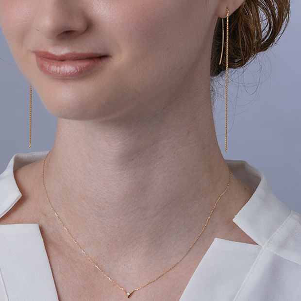 HOOK＆CHAIN PIERCED EARRINGS(2JP1003)K10 ピアス｜スター