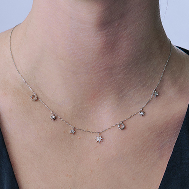 MOON＆SUN STATION NECKLACE(1XN0813)Pt950 ネックレス｜スター