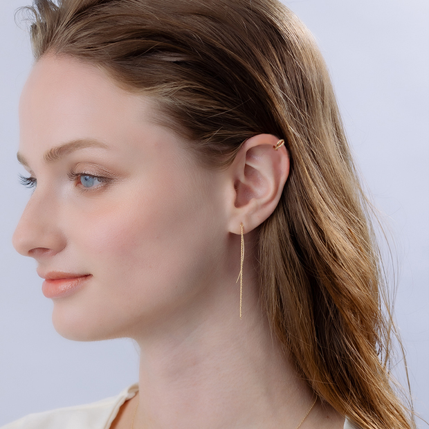 CHAIN PIERCED EARRING & EAR CUFF(片耳用)(2JP0925)K10 ピアス