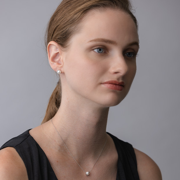 DIAMOND PEARL MOON PIERCED EARRINGS(1ZP0947)K18 ピアス｜スター