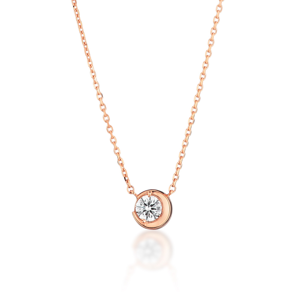 ネックレスMOON SETTING DIAMOND NECKLACE 0.10ct(2ZN2064)｜スター