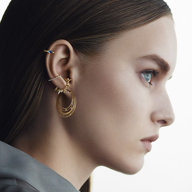 STAR JEWELRY クォーツ YG WG クリップイヤリング イヤーカフ-