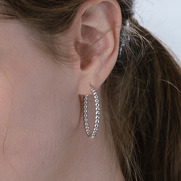 BALL HOOP PIERCED EARRING(3.1cm/片耳用)(2JP1048)K10 ピアス