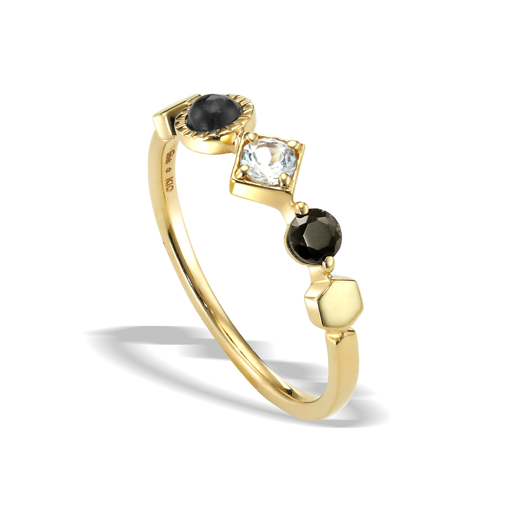 ONYX&WHITE TOPAZ RING(2JR7228)STAR JEWELRY GIRL (スタージュエリ