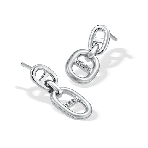 DIAMOND ANCHOR CHAIN PIERCED EARRINGS(2SP0921)SV925 ピアス｜スター