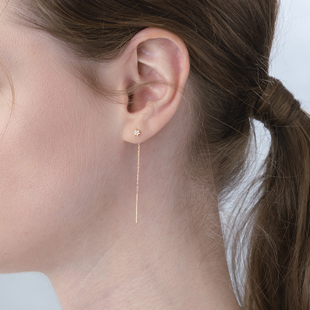 DIAMOND SKINNY PIERCED EARRINGS(両耳用)(2JP0993-P)K10 ピアス