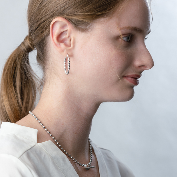 BALL HOOP PIERCED EARRING(3.1cm/片耳用)(2JP1048)K10 ピアス