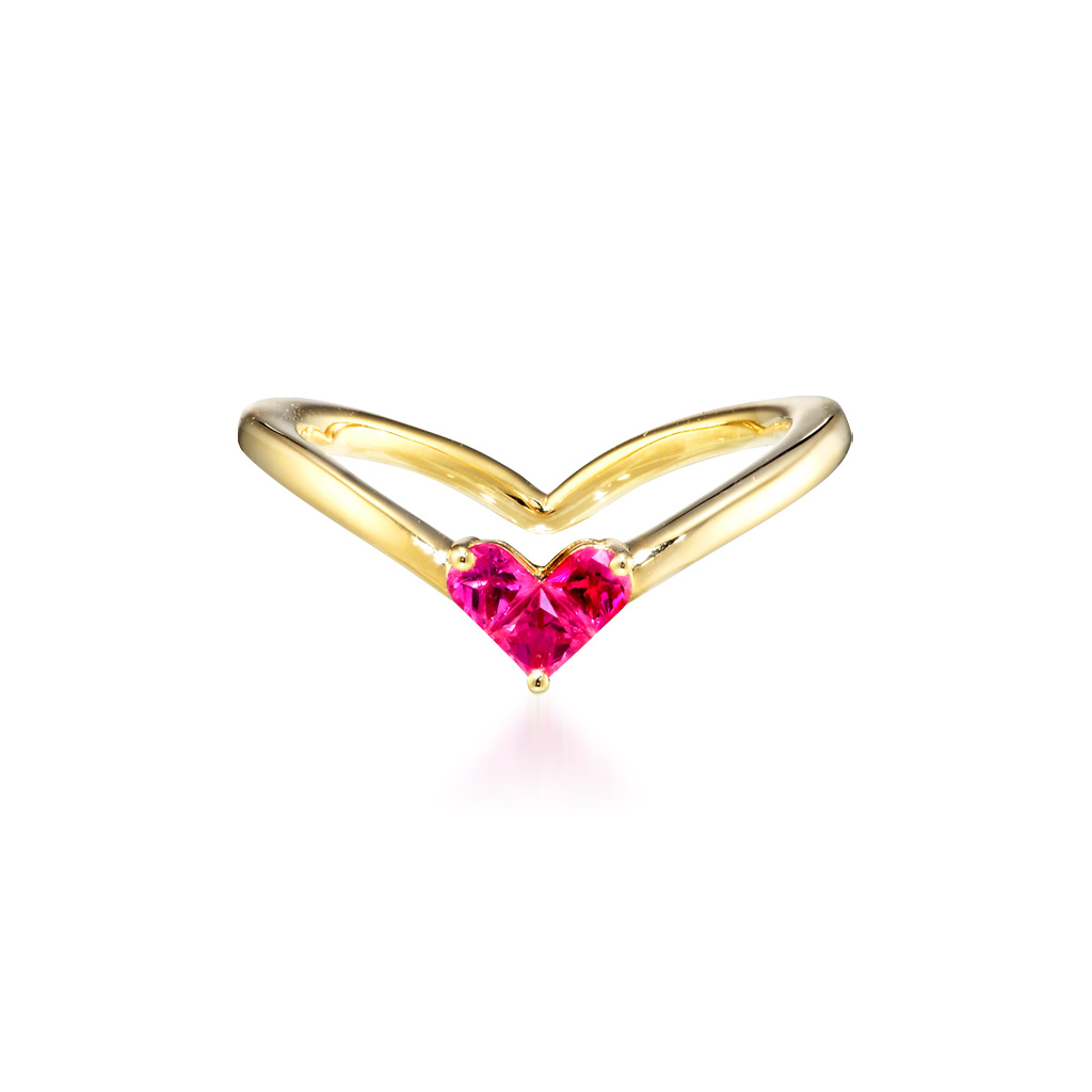 ピンキーリングMYSTERIOUS HEART RUBY PINKIE RING(2ZR1480)｜スター