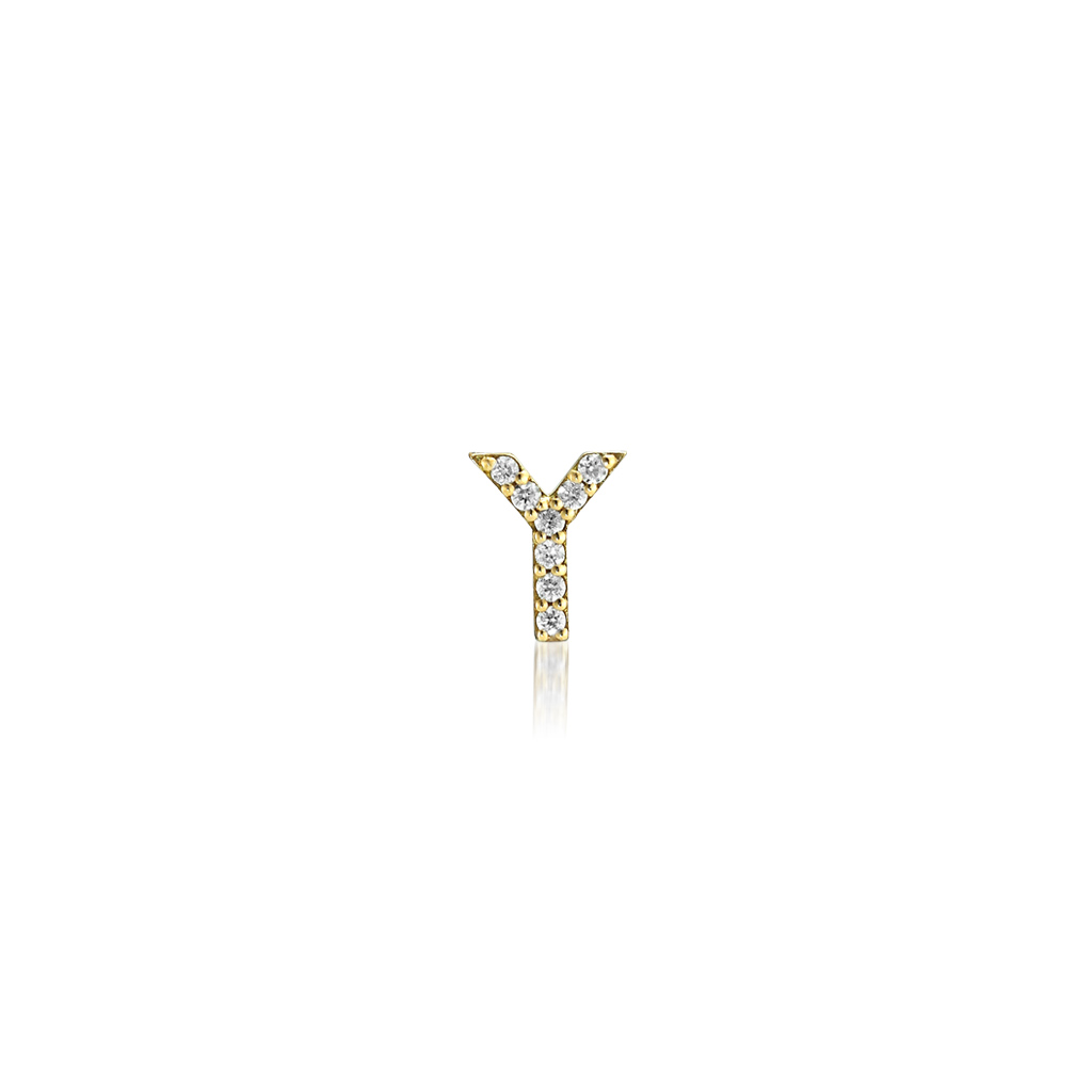 DIAMOND INITIAL PIERCE (Y)(片耳用)(2ZP1608)K18 ピアス