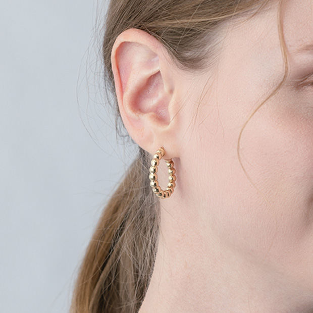 最終価格 スタージュエリー ボールフープピアスK10 BALL HOOP PIERCED EARRING(2.3cm/片耳用)(2JP1050)K10 ピアス