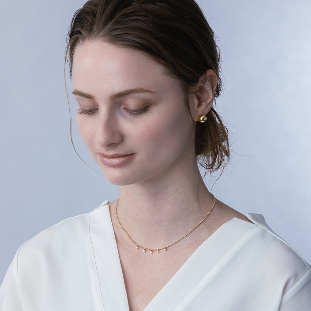 DIAMOND BALL CHAIN NECKLACE(2JN1138)K10 ネックレス｜スター