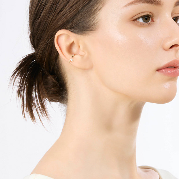 PEARL＆WHITE SAPPHIRE EAR CUFF(2JE0213)K10 ピアス/イヤーカフ