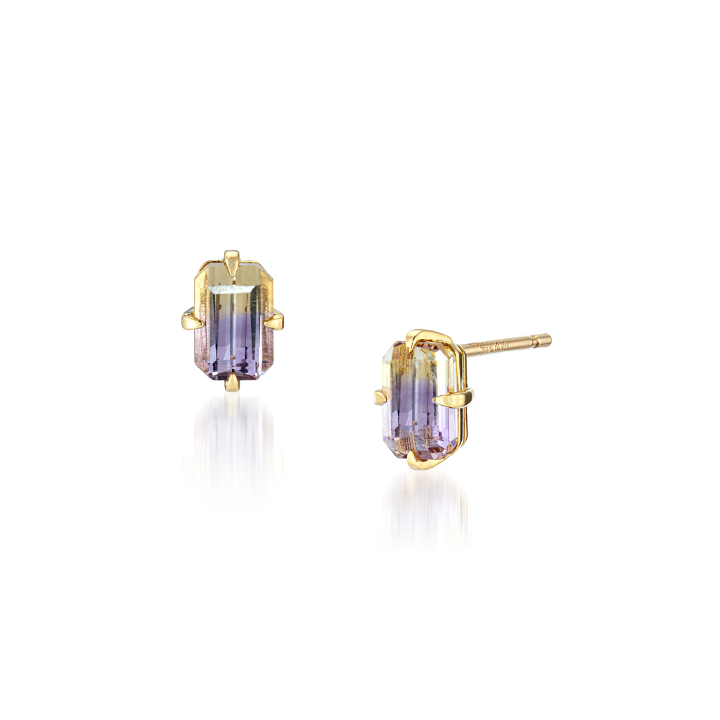 K10 ピアス OCTANGLE AMETRINE(11月の誕生石 シトリン)