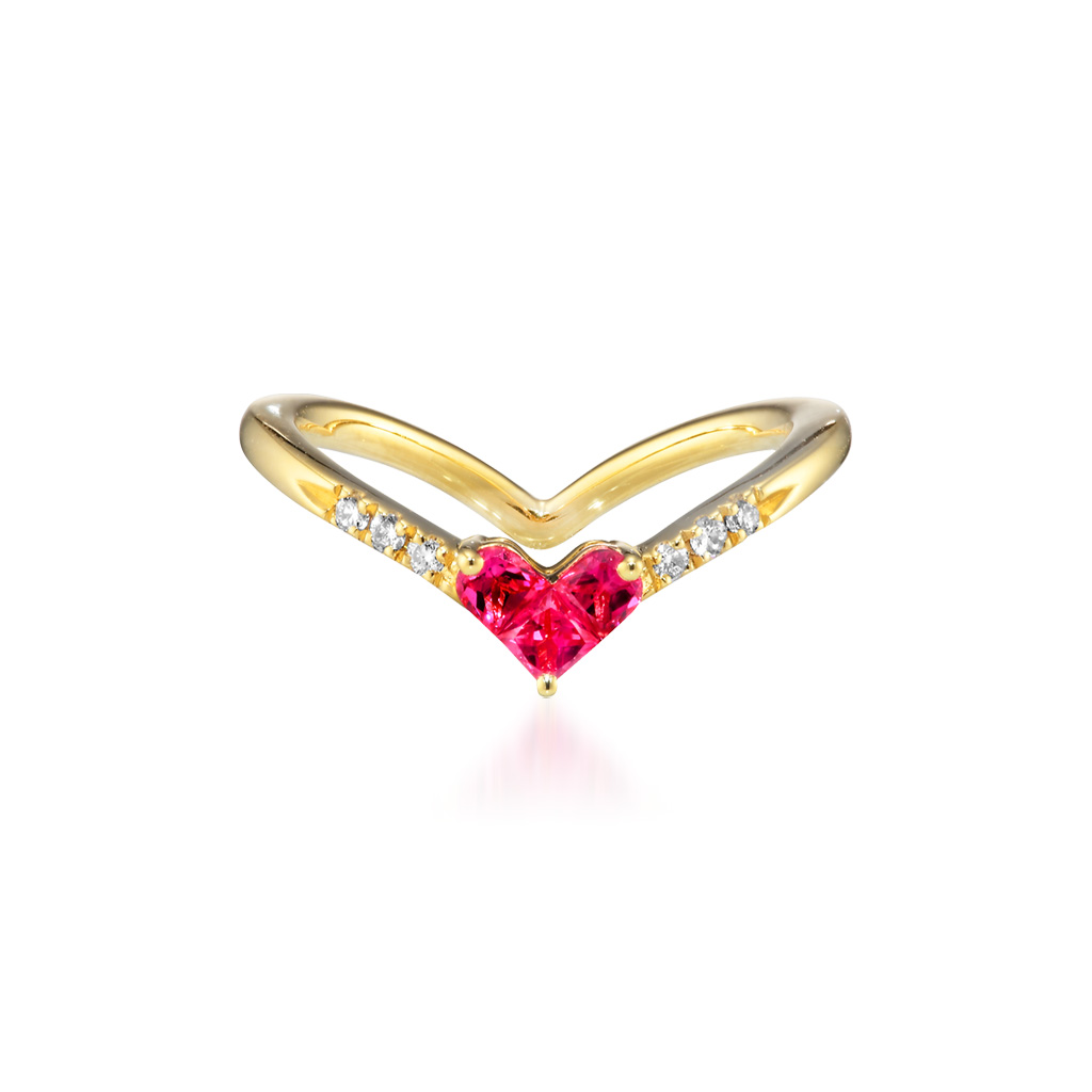 ピンキーリングMYSTERIOUS HEART RUBY PINKIE RING(2ZR1481)｜スター