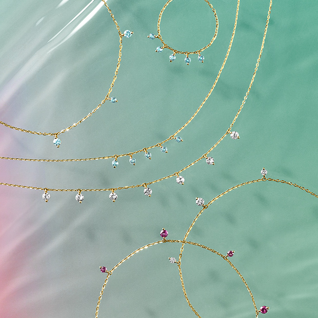DEW DROPS BLUE TOPAZ NECKLACE(2JN1183)K10 ネックレス｜スター 