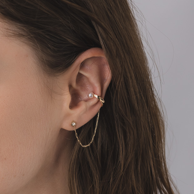 CHAIN PIERCED EARRING & EAR CUFF(片耳用)(2JP0926)K10 ピアス