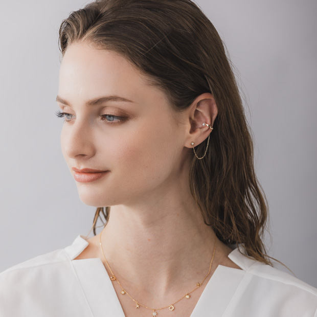 CHAIN PIERCED EARRING & EAR CUFF(片耳用)(2JP0926)K10 ピアス＆イヤーカフ｜スタージュエリー公式オンラインストア