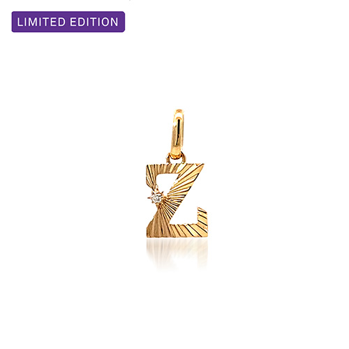 PERSONALIZE YOU】ETCHED INITIAL CHARM (Z)(K18YG)(2ZC8815)K18