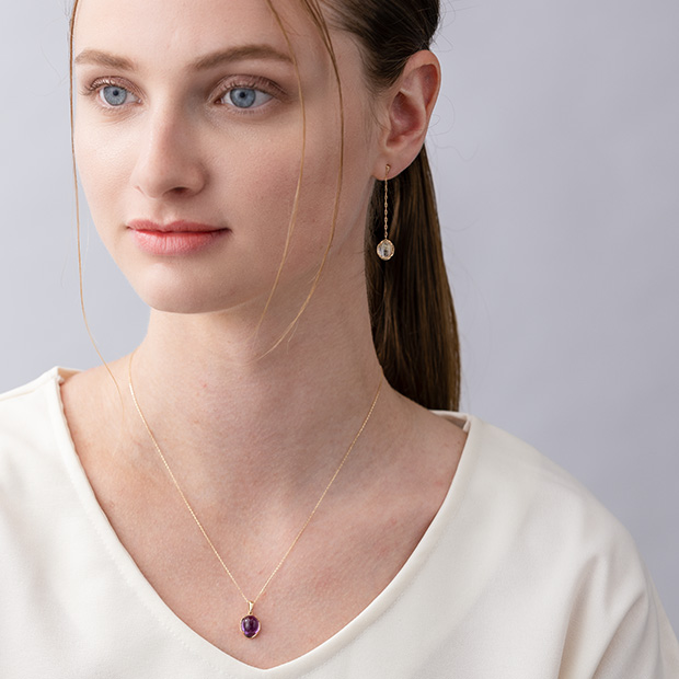 COLOR CALYX PIERCED EARRINGS(ルチルクオーツ)(2JP1037)K10 ピアス