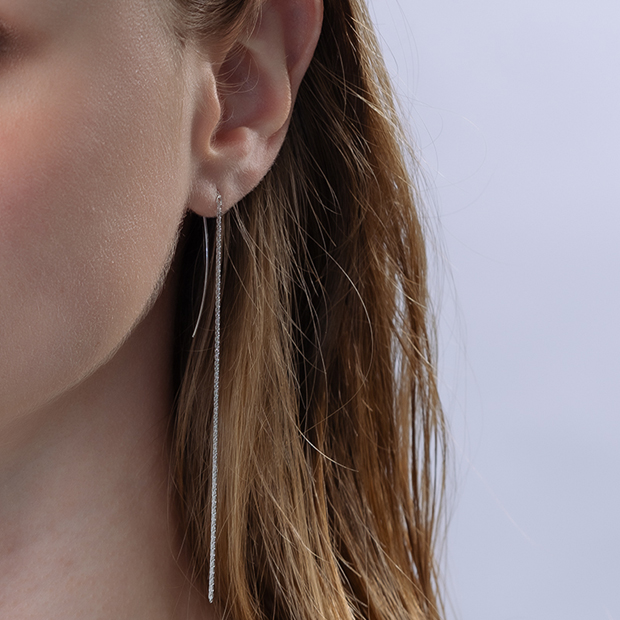 HOOK＆CHAIN PIERCED EARRINGS(2JP1005)K10 ピアス｜スター