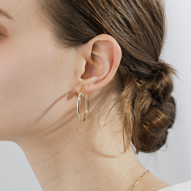 HOOP PIERCED EARRING (3.5cm/片耳用)(2JP1121)K10 ピアス｜スター