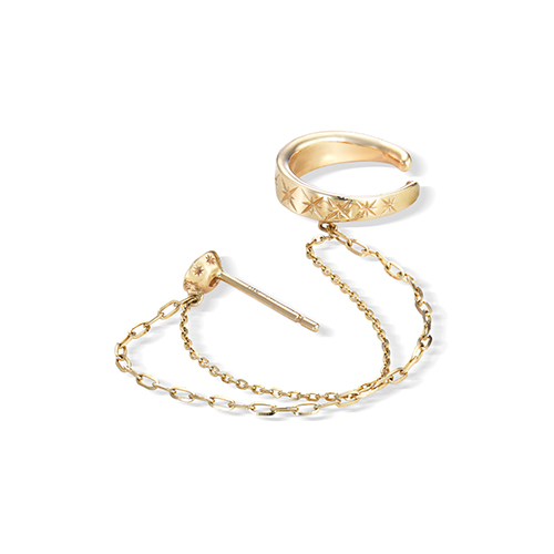 CHAIN PIERCED EARRING & EAR CUFF(片耳用)(2JP0925)K10 ピアス CHAIN PIERCED EARRING & EAR CUFF(片耳用)(2JP0925)K10 ピアス