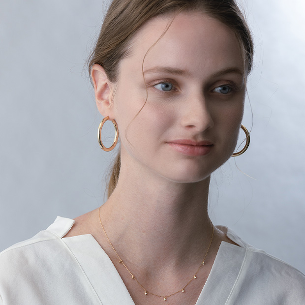 PUFFY HOOP PIERCED EARRING(3.75cm/片耳用)(2JP1054)K10 ピアス