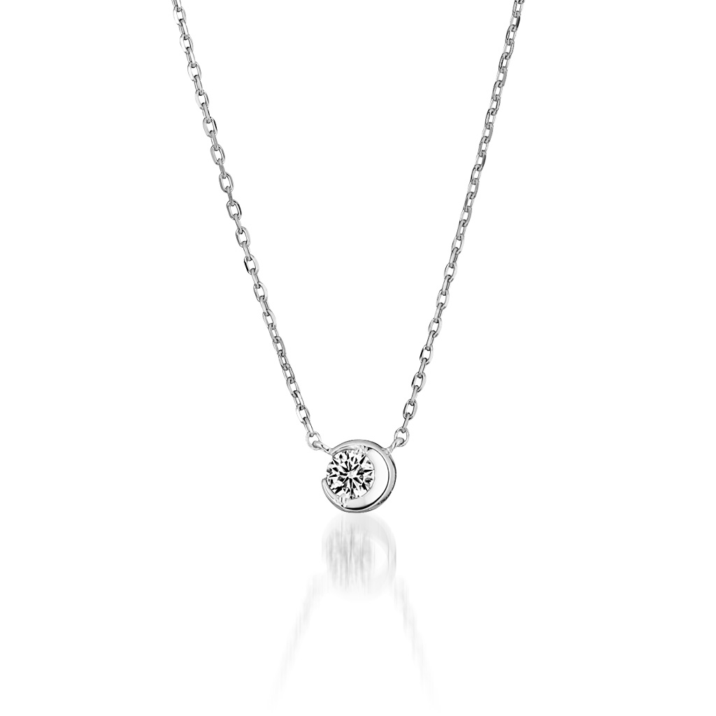 ネックレスMOON SETTING DIAMOND NECKLACE 0.06ct(2ZN2175)｜スター